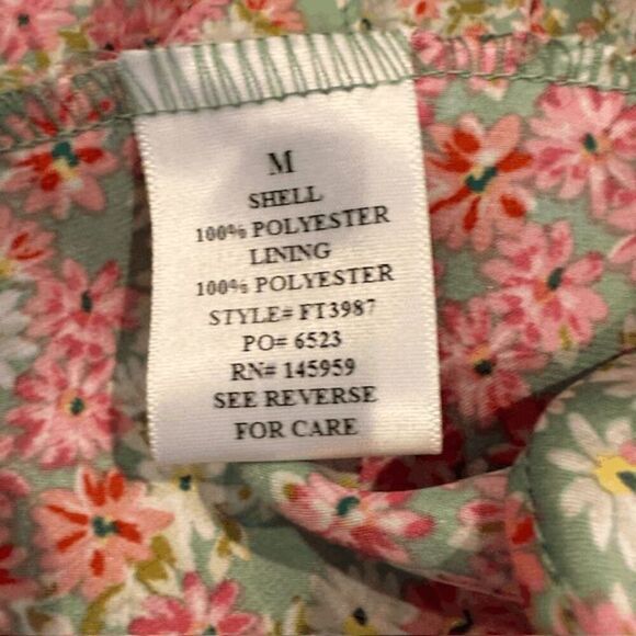 Dress Forum Star Floral Ruffle Crop Top Satin Tiered Babydoll Green Size Medium - Picture 4 of 8